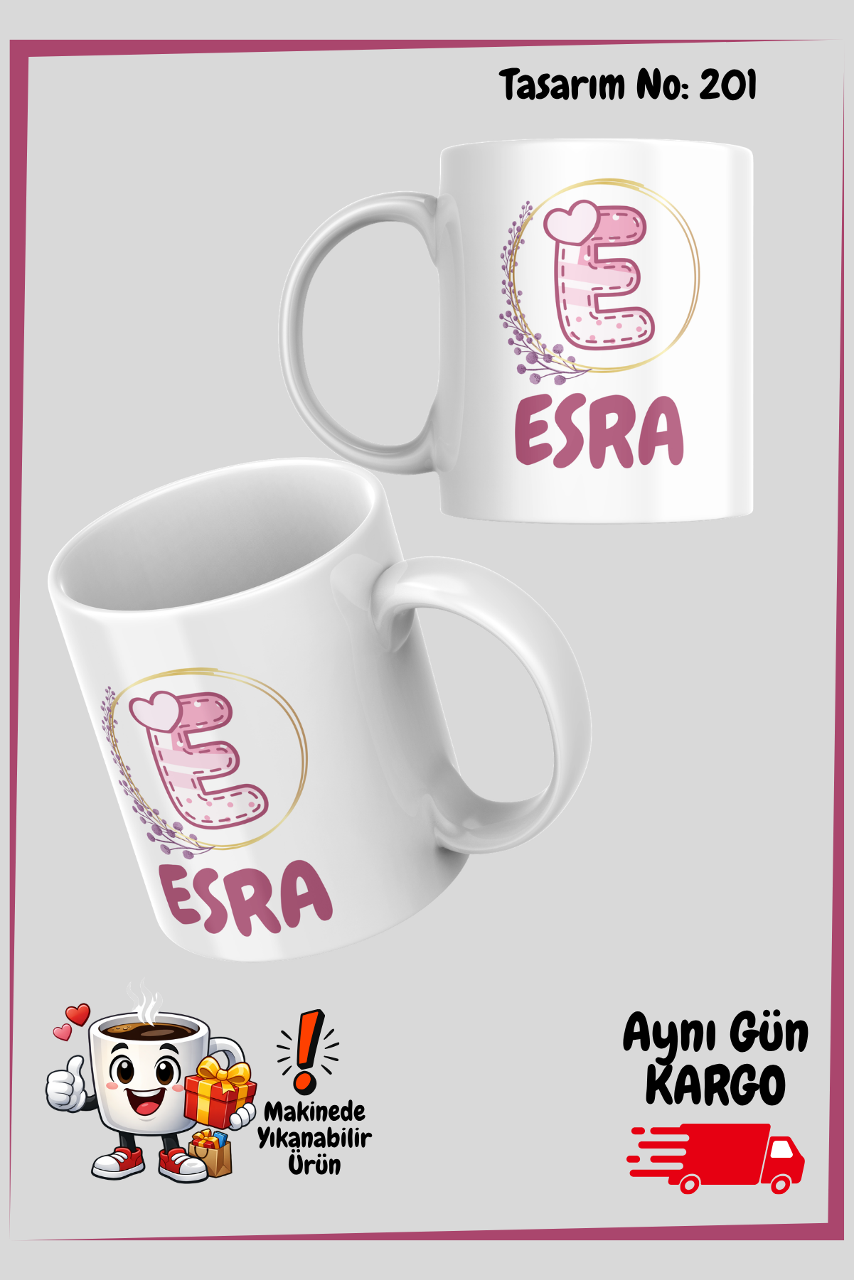 Kişiye Özel Harfli İsimli Kupa – İsim Yazılı Baskılı Hediye Kupa