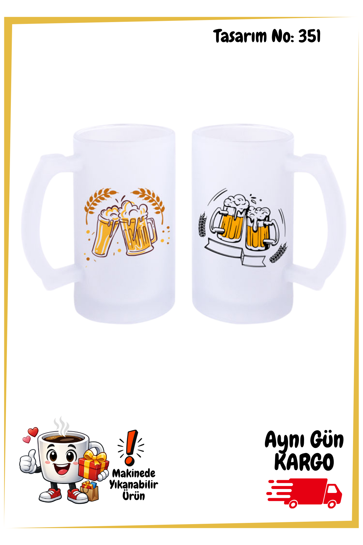 Buzlu Bira Bardağı | Kişiye Özel Cam Bira Kupası | Logo ve Fotoğraf Baskılı